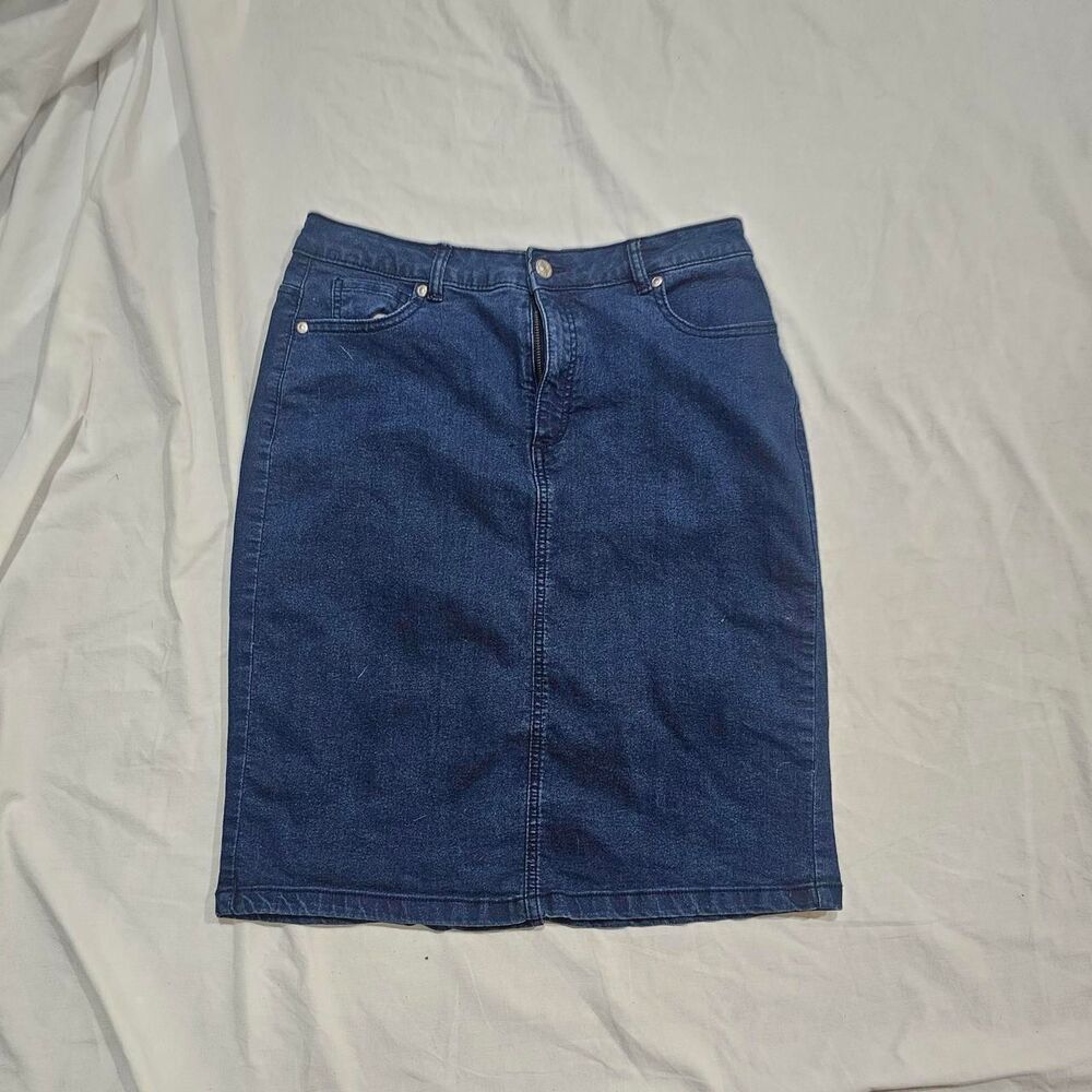 Laura Scott blue denim mini pencil skirt